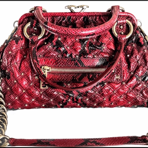 Marc Jacobs STAM Bag Python Bordeaux Studded wTags - Picture 17 of 17